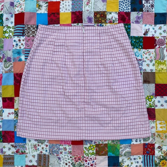 John Galt Pink and White Plaid Mini Skirt - Picture 2 of 3